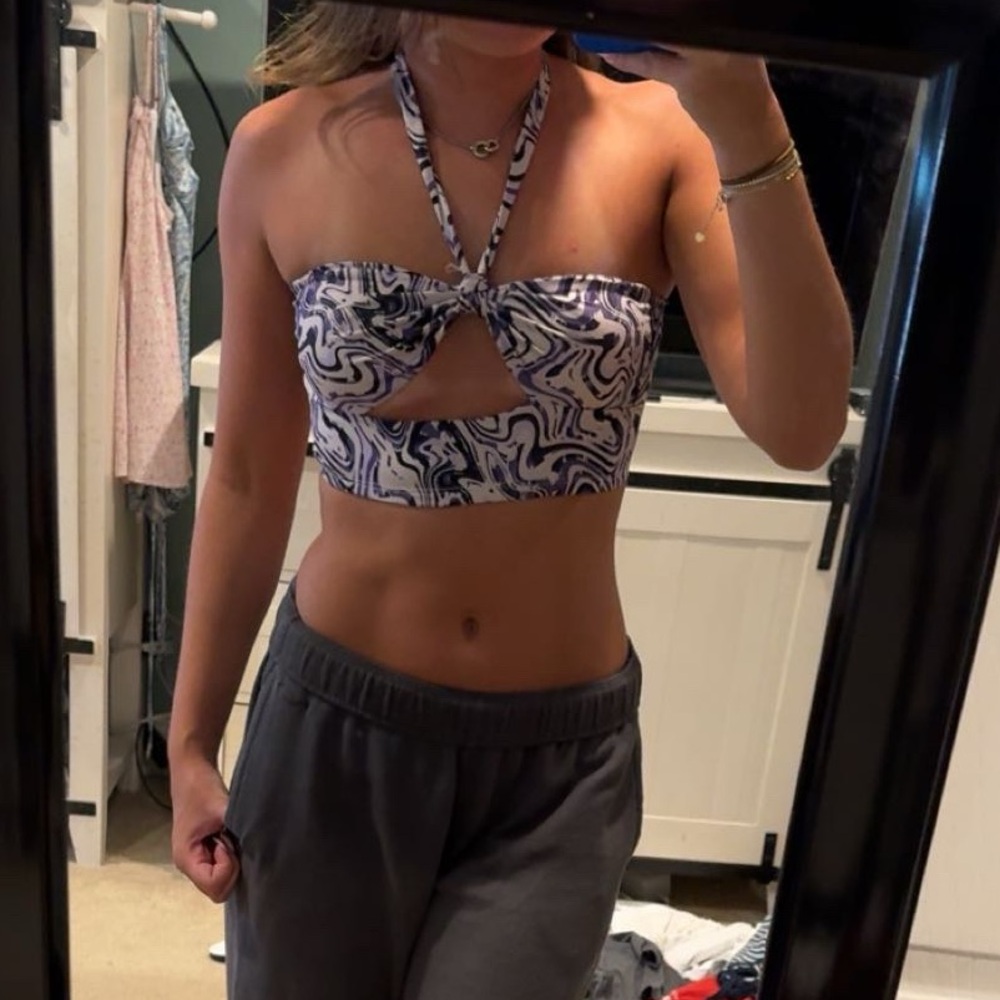 Halter Neck Swirl Print Top